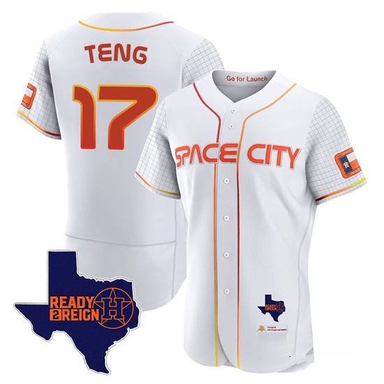 Men's Kai-Wei Teng Houston Astros Authentic White 2023 Space City Ready 2 Reign Flex Base Jersey