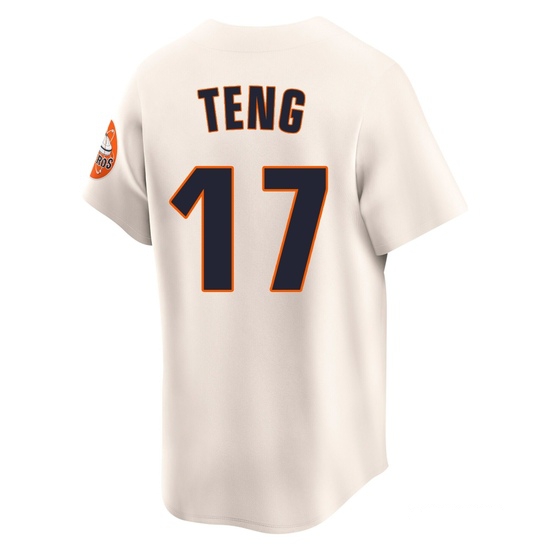 Youth Kai-Wei Teng Houston Astros Limited Cream Throwback Cooperstown Collection Jersey - Image 3