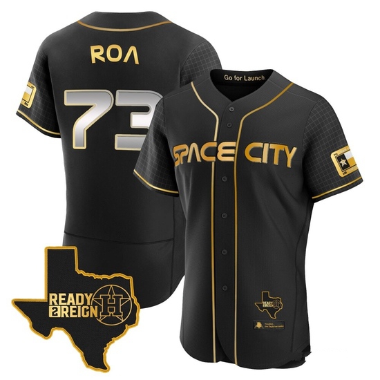 Men's Christian Roa Houston Astros Authentic Black/Gold 2023 Space City Ready 2 Reign Flex Base Jersey