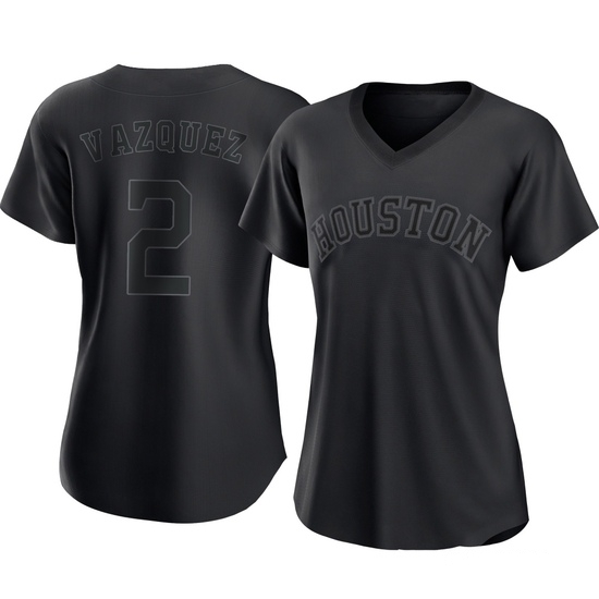 Women's Christian Vazquez Houston Astros Authentic Black Pitch Fashion Jersey