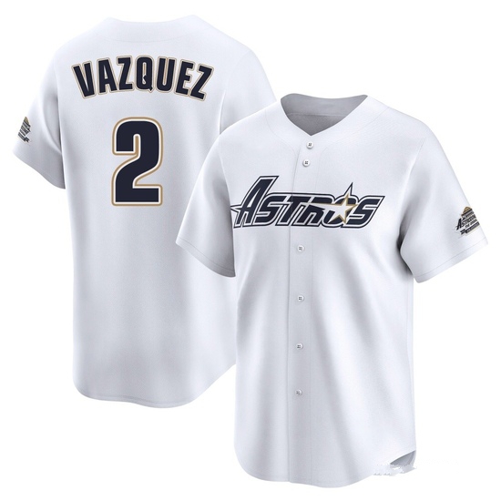Men's Christian Vazquez Houston Astros Limited White Throwback Cooperstown Collection Jersey