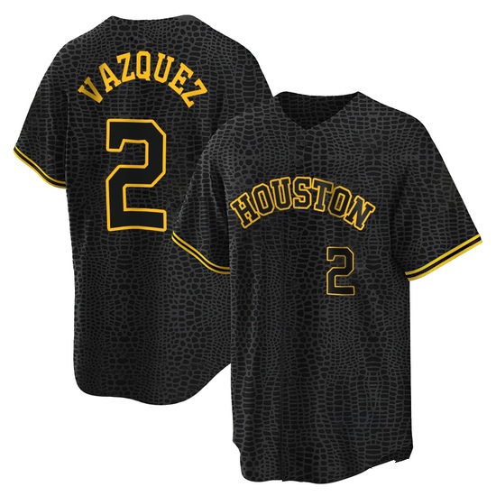 Men's Christian Vazquez Houston Astros Replica Black Snake Skin City Jersey