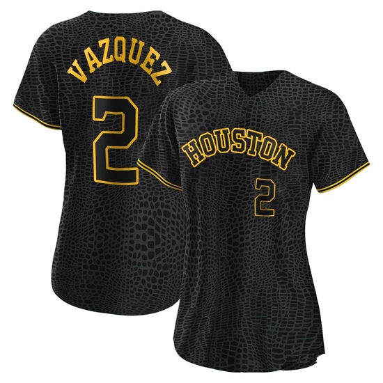 Women's Christian Vazquez Houston Astros Authentic Black Snake Skin City Jersey