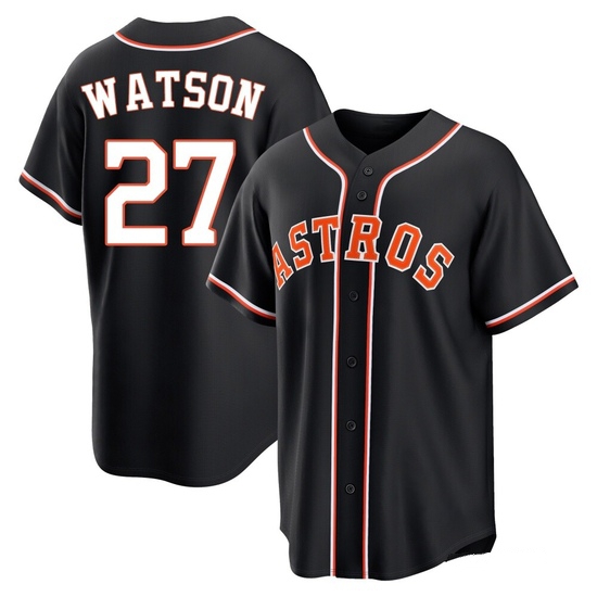 Men's Bob Watson Houston Astros Replica Black Fashion Out Jersey