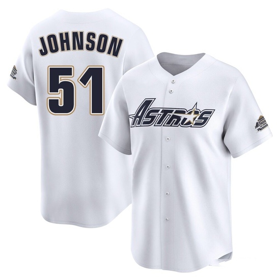 Men's Randy Johnson Houston Astros Limited White Throwback Cooperstown Collection Jersey