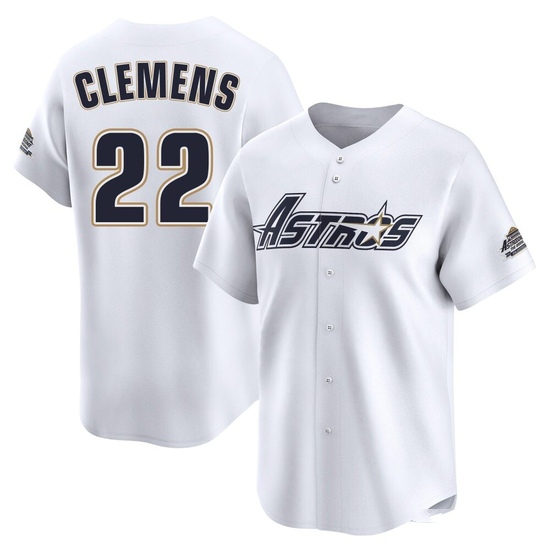 Men's Roger Clemens Houston Astros Limited White Throwback Cooperstown Collection Jersey
