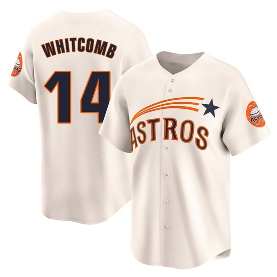 Men's Shay Whitcomb Houston Astros Limited Cream Throwback Cooperstown Collection Jersey