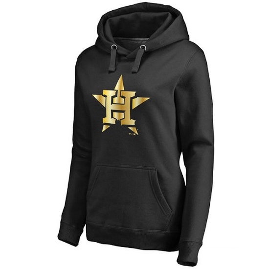 Women's Houston Astros Gold Collection Pullover Hoodie - Black by