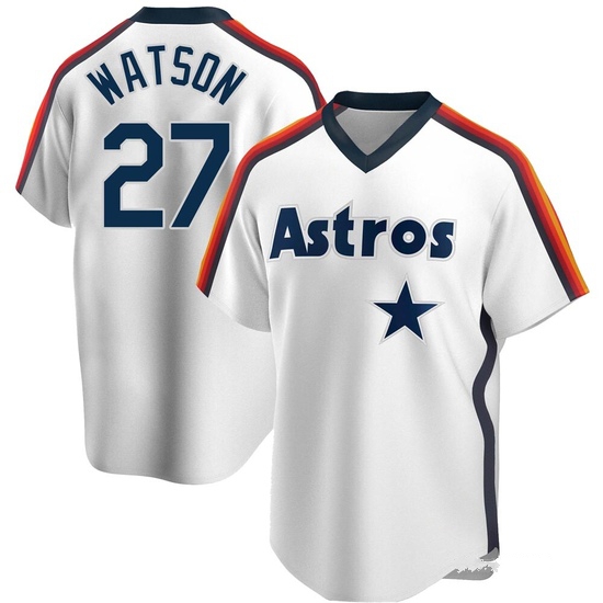 Men's Bob Watson Houston Astros Replica White Home Cooperstown Collection Team Jersey
