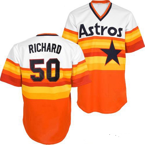Men's J.R. Richard Houston Astros Authentic Orange White/ Throwback Jersey by