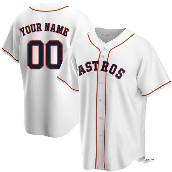 Men's Custom Houston Astros Replica White Home Jersey